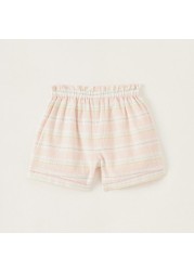 Giggles Striped Shorts with Button Detail and Elasticised Waistband