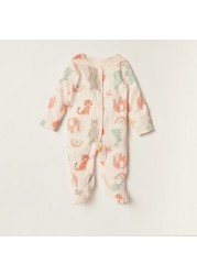 Juniors Printed Long Sleeves Sleepsuit with Button Closure - Set of 3