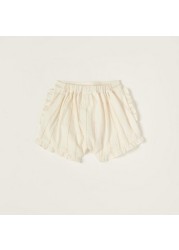 Giggles Striped Shorts with Elasticised Waistband and Ruffle Detail