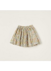 Giggles Floral Print Skirt with Elasticised Waistband