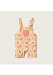 Juniors Solid T-shirt and Printed Dungaree Set