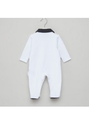 Giggles Textured Closed Feet Sleepsuit with Long Sleeves