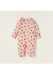 Juniors All-Over Printed Closed Feet Sleepsuit with Long Sleeves