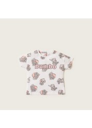 Disney Dumbo Print Crew Neck T-shirt with Short Sleeves - Set of 2