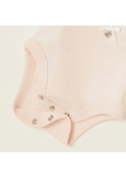 Giggles Solid Sleeveless Bodysuit with Lace Detail and Press Button Closure