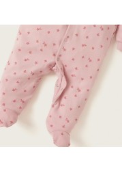 Juniors All-Over Floral print Closed Feet Sleepsuit with Long Sleeves