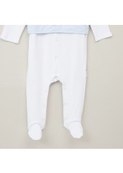 Giggles Solid Sleepsuit with Long Sleeves and Waistcoat Detail