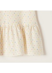 Juniors Polka Dot Sleeveless Polo Dress with Button Closure