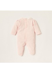 Giggles Lace Detail Sleepsuit with Round Neck and Long Sleeves