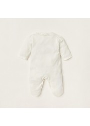 Giggles Embroidered Closed Feet Sleepsuit with Long Sleeves