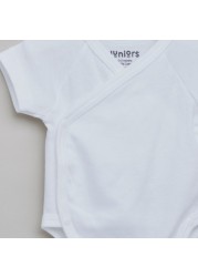 Juniors Solid Bodysuit with Short Sleeves and Round Neck