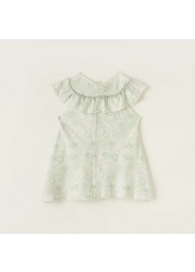 Giggles Paisley Print Sleeveless Dress with Ruffles and Button Closure