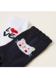 Juniors Printed Socks with Scalloped Hem - Pack of 2