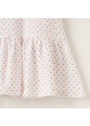 Juniors All-Over Polka Dot Print Knit Dress with Short Sleeves