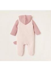 Juniors All-Over Printed Closed Feet Sleepsuit with Long Sleeves and Hood