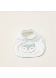 Juniors Fox Embroidery Bib with Press Button Closure