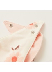 Juniors Floral Print Bib with Snap Button Detail