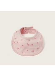 Juniors All-Over Floral Print Bib with Press Button Closure