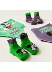 Disney Mickey Mouse Print 4-Piece Bib and Booties Set