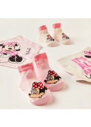 Disney Minnie Mouse Print 4-Piece Bib and Booties Set