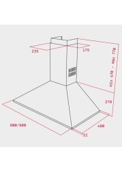 Teka Wall Mounted Chimney Hood, DBB 60 (74.9-104.9 x 60 x 48 cm)