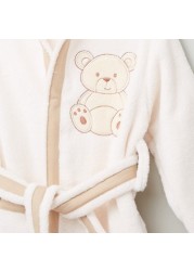 Juniors 4-Piece Hooded Bath Robe Set with Teddy Bear Applique