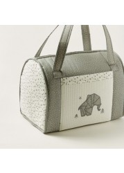 Cambrass Elephant Embroidered Diaper Bag with Double Handles