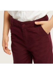 Juniors Solid Pants with Button Closure and Pockets