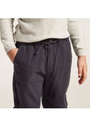 Textured Woven Pants with Pocket Detail and Elasticated Drawstring