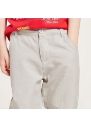 Juniors Solid Pants with Pocket Detail and Belt Loops