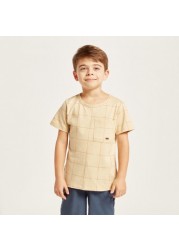 Checked Round Neck T-shirt and Shorts Set