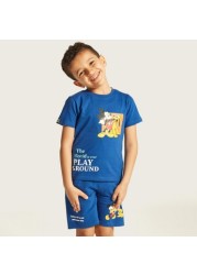 Disney Mickey and Friends Print Crew Neck T-shirt and Shorts Set