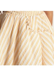 Striped Mid-Rise Skirt with Elasticated Waistband and Pockets