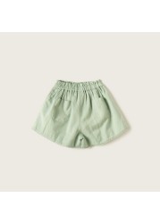 Eligo Solid Shorts with Elasticised Waistband and Lace Detail