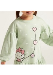 Sanrio Hello Kitty Drop Waist Dress with Round Neck and Long Sleeves