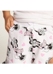 Disney Minnie Mouse Print Shorts with Elasticated Waistband and Pockets