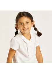 Juniors Polka Dot Polo T-shirt with Short Sleeves