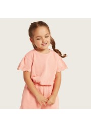 Juniors Solid Top and Full-Length Pants Set