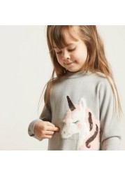 Juniors Unicorn Embellished Sweater with Long Sleeves