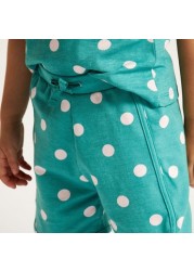 Juniors Polka Dots Print Shorts with Drawstring Closure