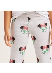 Minnie Mouse Print Leggings with Elasticated Waistband