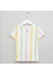 Expo 2020 Graphic Print T-shirt with Round Neck and Tie Ups