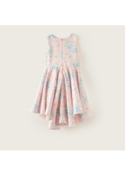 Sanrio Hello Kitty Print Asymmetric Dress with Zip Closure