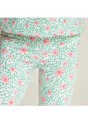 Juniors Floral Print Leggings with Elasticised Waistband