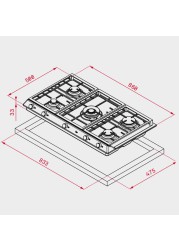 موقد غاز مدمج 5 شعلات تكا، EX 90.1 5G AI AL DR  CI (3.3 × 86 × 50 سم)