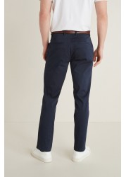 Belted Soft Touch Chino Trousers Slim Fit