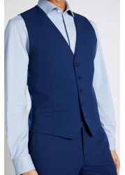 Moss Bros Bright Blue Slim Fit Waistcoat