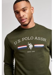 U.S. Polo Assn Green Raglan Rider LB Crew Sweatshirt