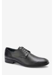 Round Toe Leather Derby Shoes