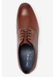 Round Toe Leather Derby Shoes